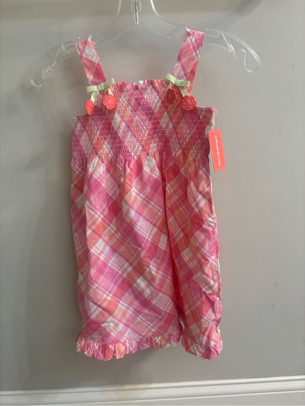 Gymboree Pink Plaid Sundress with Floral Accents
